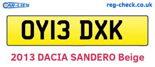 OY13DXK are the vehicle registration plates.