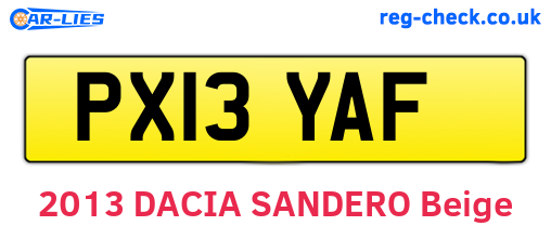 PX13YAF are the vehicle registration plates.