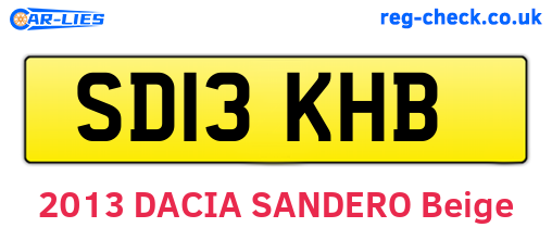 SD13KHB are the vehicle registration plates.