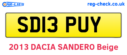 SD13PUY are the vehicle registration plates.