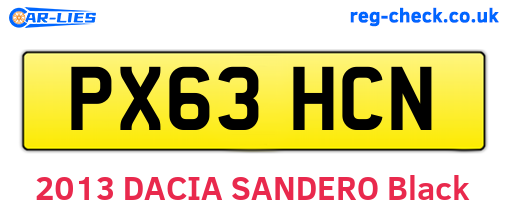PX63HCN are the vehicle registration plates.