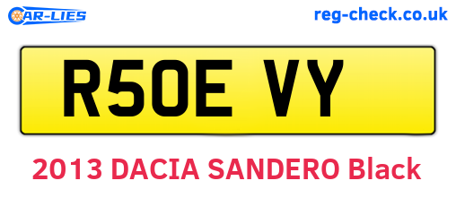 R50EVY are the vehicle registration plates.