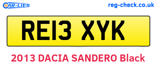 RE13XYK are the vehicle registration plates.