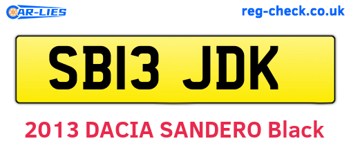 SB13JDK are the vehicle registration plates.