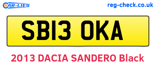 SB13OKA are the vehicle registration plates.
