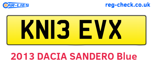 KN13EVX are the vehicle registration plates.