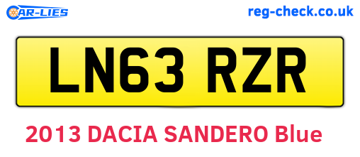 LN63RZR are the vehicle registration plates.