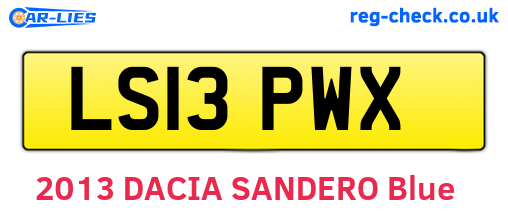 LS13PWX are the vehicle registration plates.