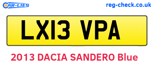 LX13VPA are the vehicle registration plates.