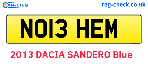 NO13HEM are the vehicle registration plates.