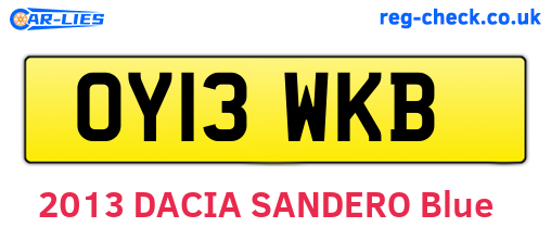 OY13WKB are the vehicle registration plates.