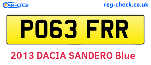 PO63FRR are the vehicle registration plates.