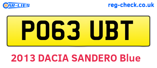 PO63UBT are the vehicle registration plates.