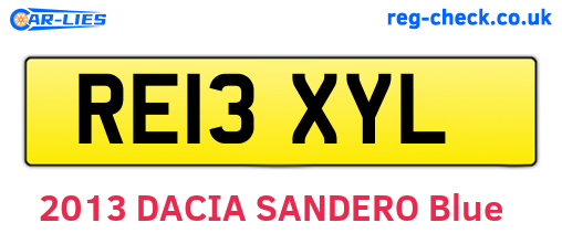 RE13XYL are the vehicle registration plates.