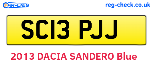 SC13PJJ are the vehicle registration plates.