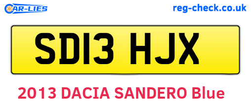 SD13HJX are the vehicle registration plates.