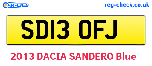 SD13OFJ are the vehicle registration plates.