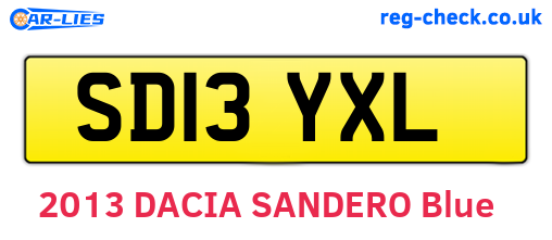 SD13YXL are the vehicle registration plates.