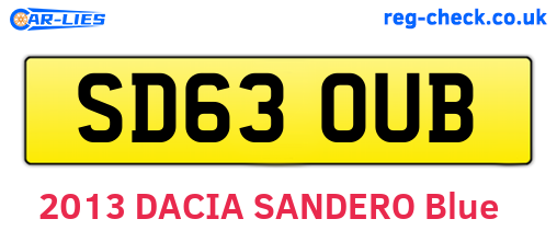 SD63OUB are the vehicle registration plates.