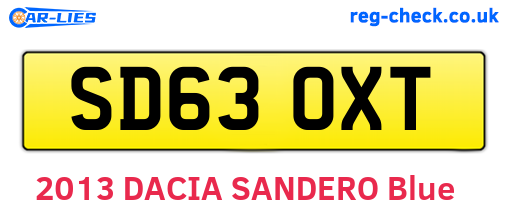 SD63OXT are the vehicle registration plates.