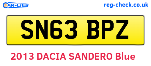 SN63BPZ are the vehicle registration plates.