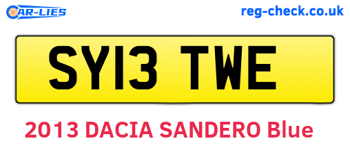 SY13TWE are the vehicle registration plates.