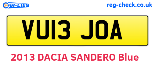 VU13JOA are the vehicle registration plates.