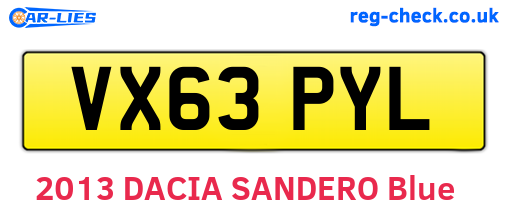 VX63PYL are the vehicle registration plates.