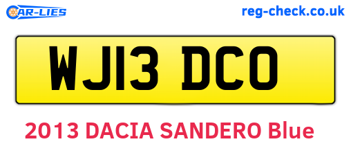 WJ13DCO are the vehicle registration plates.