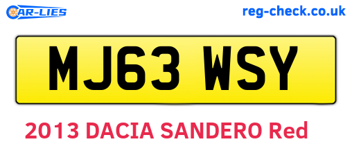 MJ63WSY are the vehicle registration plates.