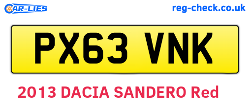 PX63VNK are the vehicle registration plates.