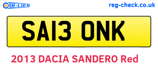 SA13ONK are the vehicle registration plates.