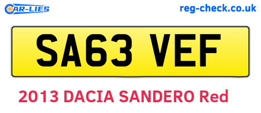 SA63VEF are the vehicle registration plates.