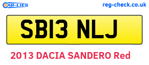 SB13NLJ are the vehicle registration plates.