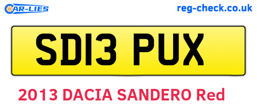 SD13PUX are the vehicle registration plates.