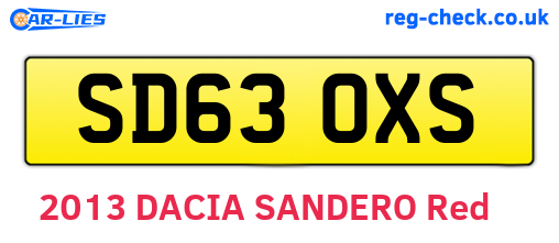 SD63OXS are the vehicle registration plates.