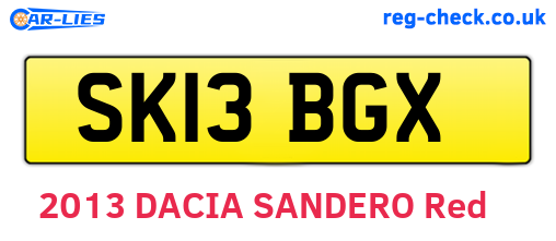 SK13BGX are the vehicle registration plates.