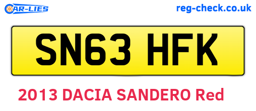 SN63HFK are the vehicle registration plates.