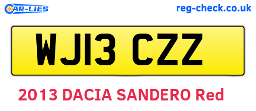 WJ13CZZ are the vehicle registration plates.