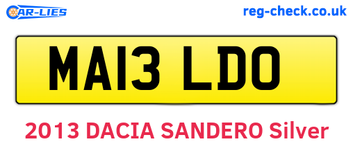 MA13LDO are the vehicle registration plates.
