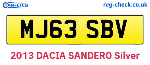 MJ63SBV are the vehicle registration plates.