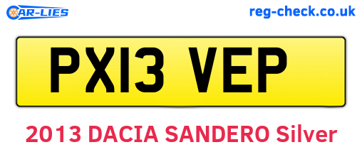 PX13VEP are the vehicle registration plates.