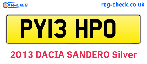 PY13HPO are the vehicle registration plates.