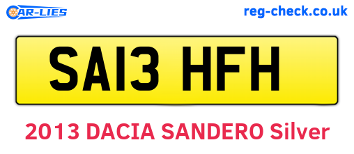 SA13HFH are the vehicle registration plates.