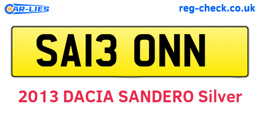 SA13ONN are the vehicle registration plates.
