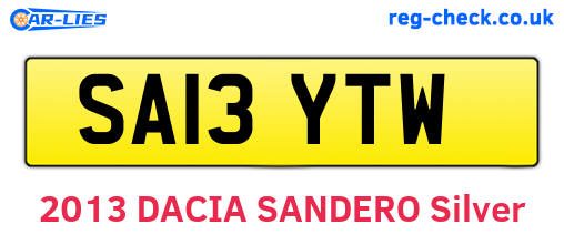 SA13YTW are the vehicle registration plates.