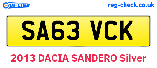 SA63VCK are the vehicle registration plates.