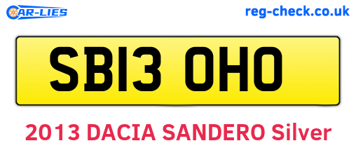 SB13OHO are the vehicle registration plates.