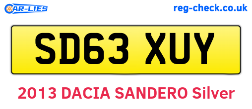 SD63XUY are the vehicle registration plates.