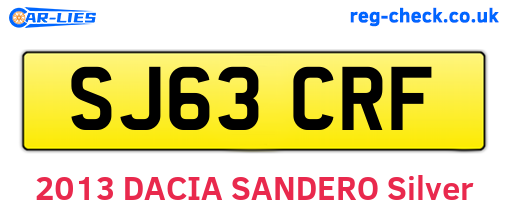 SJ63CRF are the vehicle registration plates.